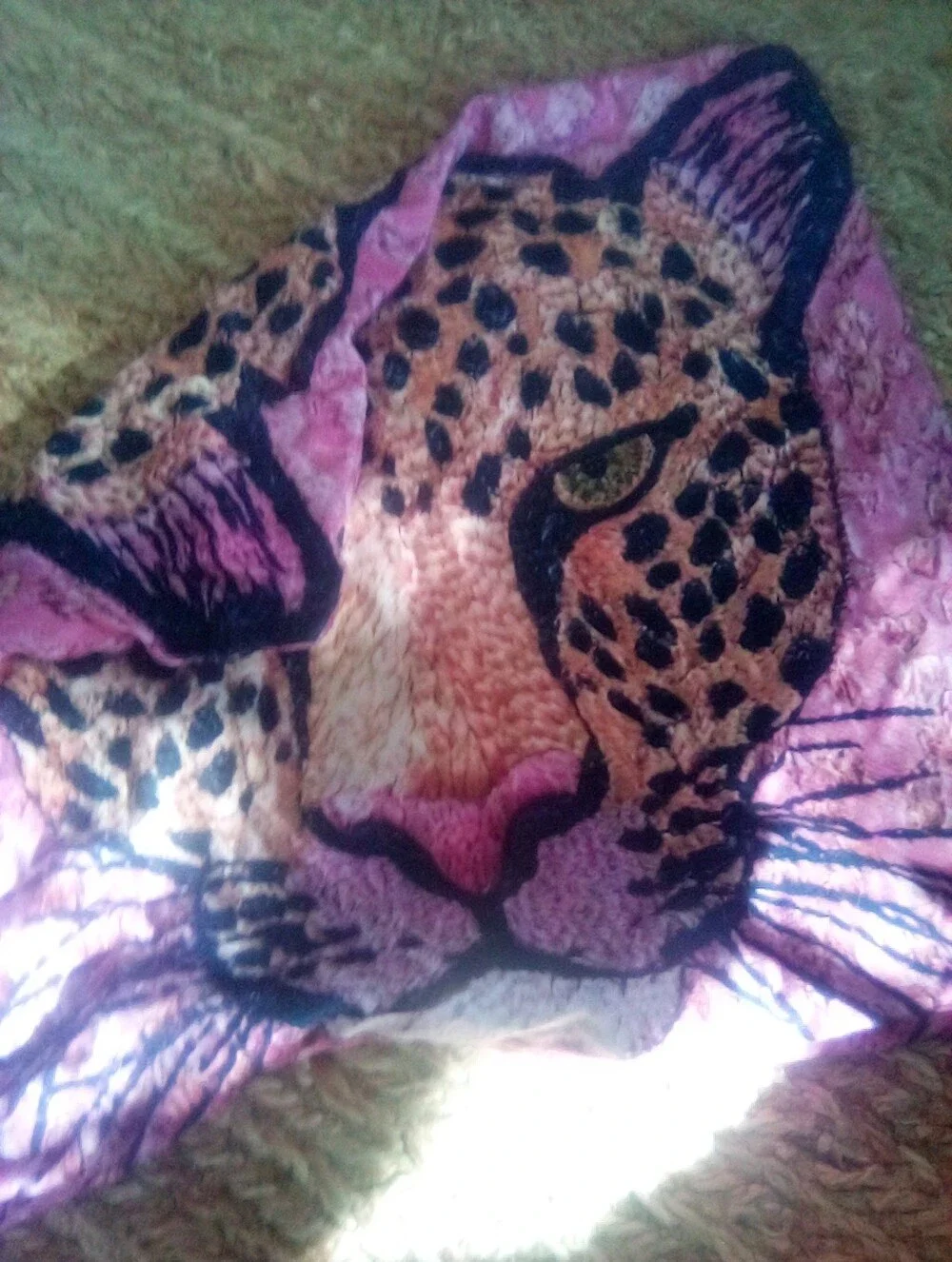 Leopard Face Accent Pillow Cover - Pink and Tan